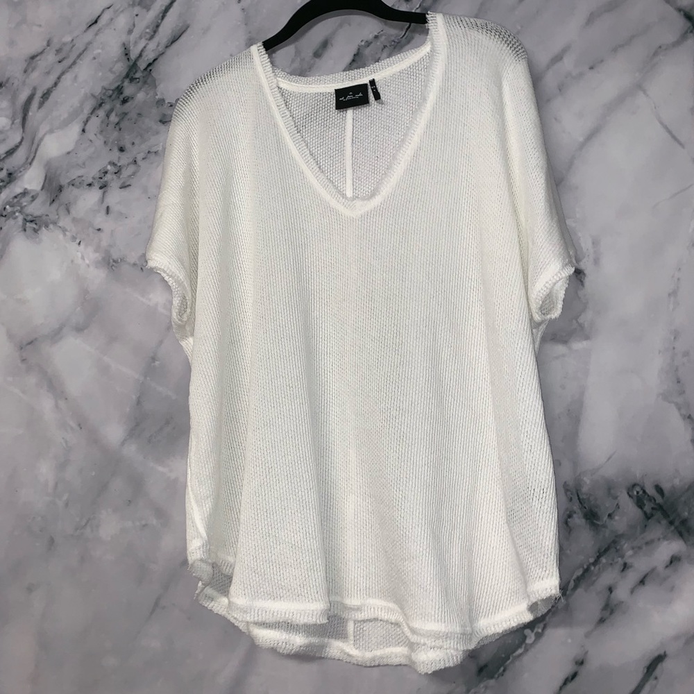 White Distressed Waffle Tee
